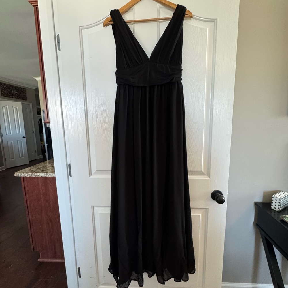 Lulu's Black Ruched Tiered Maxi Gown
